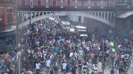 Hundreds take part in DJ Dom Whiting's drum and bass mass bike ride in Manchester