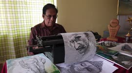 Indian artist creates portraits of Gandhi using typewriters