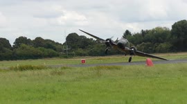 Military aircraft crashes after wing touches runway