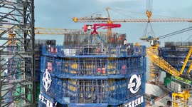 Changtai Yangtze River Bridge Construction During Heatwave In Taizhou, China