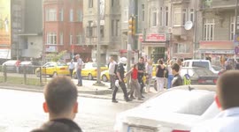 Participants of a political demonstration in Istanbul get arrested