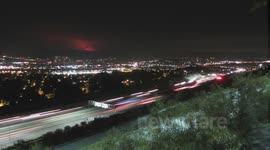 Powerhouse Fire Sky Glow and Freeway 14 Traffic Timelapse V12492