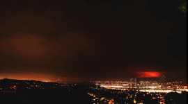 Powerhouse wildfire timelapse sky glow and city overview V12491