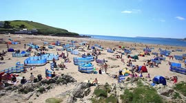 sunseekers in the 100s assend on bigbury south devon today