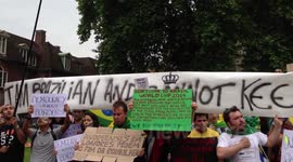 Brazilians demonstrate outside parliament against the crisis in Brazil