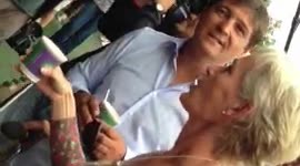 Judy Murray serving coffee at Wimbledon