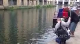man catches large pike in London canal
