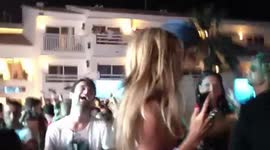 Peter crouch and abbey Clancy dancing in Ibiza