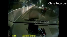 New driver circles on road after smashing barrier