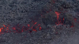 Lava flowing in Mount Etna