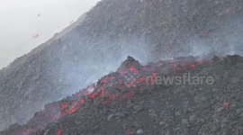 Volcano eruption with lava fllow