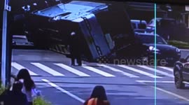 Coach with 44 students on board hit by crane in China