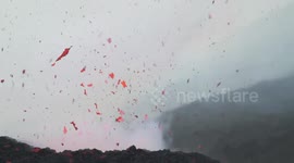 Volcanic activity at sunset