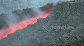 Lava flowing in channel