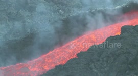 Lava flow inside channel