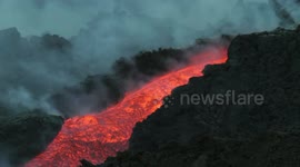 Lava flowing inside channel