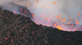 Detail volcanic explosion at dawn