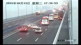 Pile up after tyre falls off truck