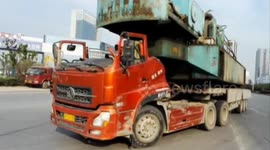 Open-cab truck stopped by traffic police in China