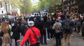 Riot police arrive at Sikh protest in London