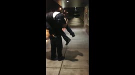 Bouncer carries drunk to hospital.