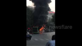 New-energy bus catches fire two months after going into service
