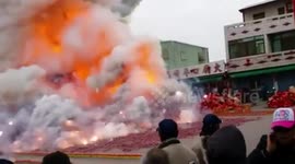 Dramatic firecracker explosion at opening ceremony in China