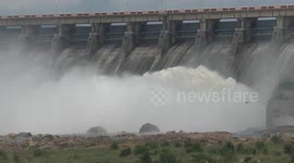 The Indian authorities realsed the first flood water from the Hirakud Dam into the Mahanadi River in Sambalpur Odhissa.