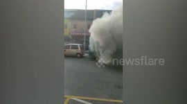 Burning 'ghost bus' without passengers crashes into cars in Malaysia