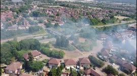 Drone footage of blaze that destroyed nursery during UK's hottest day on record