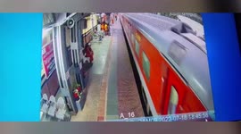 Alert cop saves man from falling between train and platform at railway station in northern India