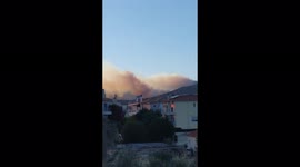 Smoke from wildfire seen in Athens, Greece