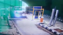 Truck rams toll plaza barrier in northern India