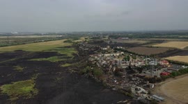 Drone footage shows UK homes and businesses decimated by fire