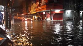 Roads flooded after heavy rain in Bangkok, Thailand
