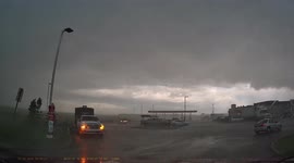 Intense Driving Situation as Severe Storm Hits
