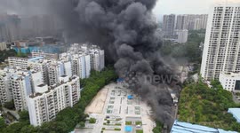 Auto Parts Warehouse On Fire In Nanning, China