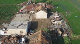 Drone footage shows trail of destruction from tornado in eastern China