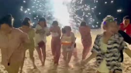 Out-of-control sparkler fountain erupts in violent outburst during birthday party in Thailand