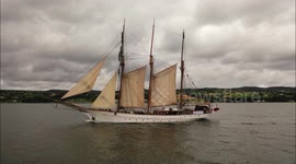 Tall Ship Grace O' Mallery Sailing To Foyle Maritime Festival - Drone Footage