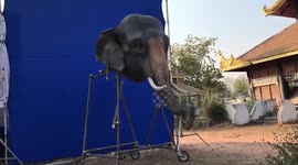 Mechanics create lifelike moving elephant head in Thailand