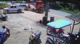 Ghost wheel comes loose and rolls down road in Thailand