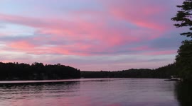 Sunset skies over Buskey Bay in Wisconsin turn stunning shade of pink