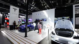 Tesla Booth At 2021 China International Trade In Services Fair in Beijing, China