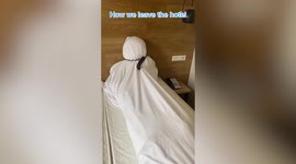 Brothers prank hotel staff by making their room towels and pillows look like DEAD BODIES