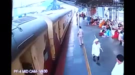Caught on CCTV - RPF constable saves life of man dragged by train