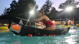 Hopefuls race in makeshift cardboard rafts in Pennsylvania boating competition