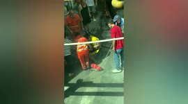 Brave man rushes into burning house in China to save toddler trapped inside