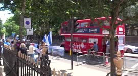 Russian speakers protest against Ukraine invasion outside the Embassy of Russia in London