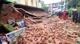 School wall collapses after heavy rain killing five and injuring one in Myanmar